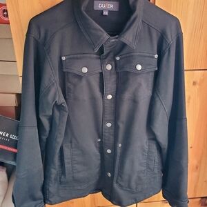 DU/ER Men's Black Knit Longer Length Denim Style Jacket Size Small